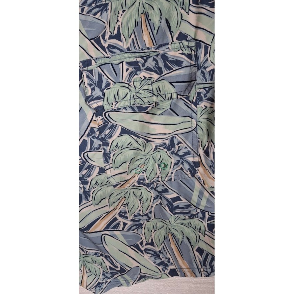 Vineyard Vines Mens Large BlueGreen Surfboard Palm Tree Print Swim Trunks Shorts - Picture 4 of 6